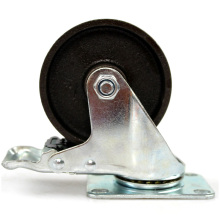 4 inch medium duty plate all iron casters with brake